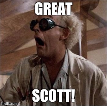 Bttf | GREAT SCOTT! | image tagged in back to the future,great scott | made w/ Imgflip meme maker