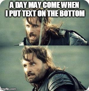 AragornNotThisDay | A DAY MAY COME WHEN I PUT TEXT ON THE BOTTOM | image tagged in aragornnotthisday | made w/ Imgflip meme maker