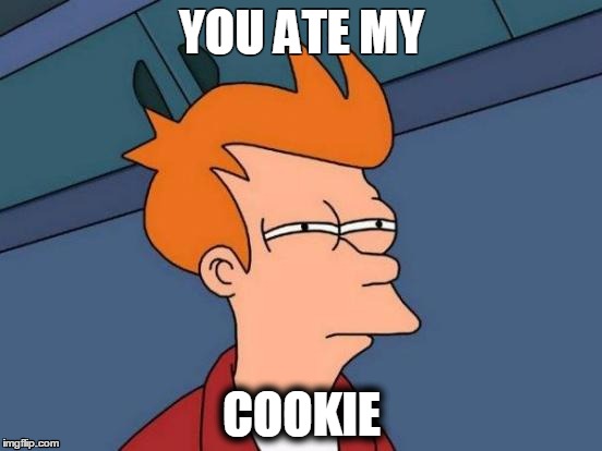 cookie | YOU ATE MY COOKIE | image tagged in memes,futurama fry | made w/ Imgflip meme maker