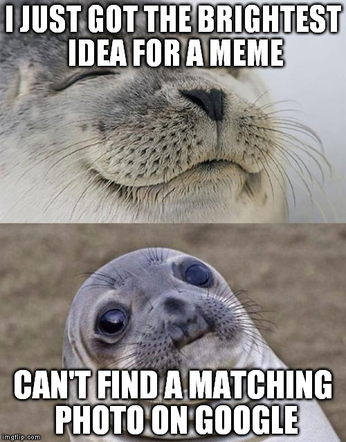 Short Satisfaction VS Truth | I JUST GOT THE BRIGHTEST IDEA FOR A MEME CAN'T FIND A MATCHING PHOTO ON GOOGLE | image tagged in memes,short satisfaction vs truth | made w/ Imgflip meme maker