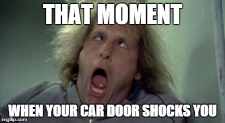 Scary Harry | THAT MOMENT WHEN YOUR CAR DOOR SHOCKS YOU | image tagged in memes,scary harry | made w/ Imgflip meme maker