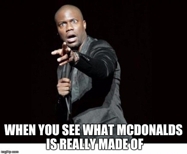 kevin hart | WHEN YOU SEE WHAT MCDONALDS IS REALLY MADE OF | image tagged in kevin hart | made w/ Imgflip meme maker