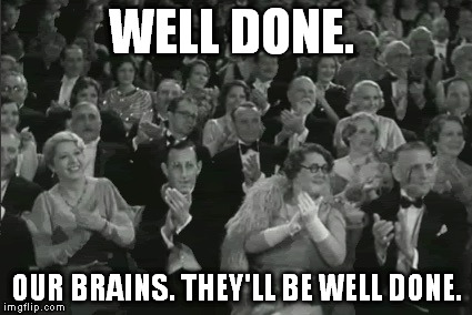 WELL DONE. OUR BRAINS. THEY'LL BE WELL DONE. | made w/ Imgflip meme maker