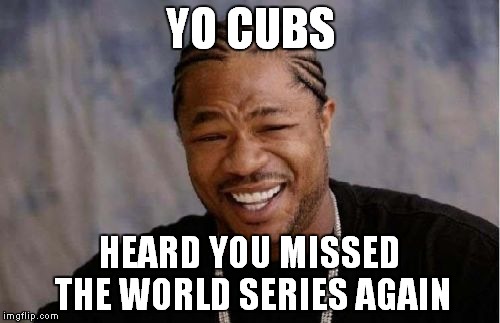 Yo Dawg Heard You | YO CUBS HEARD YOU MISSED THE WORLD SERIES AGAIN | image tagged in memes,yo dawg heard you | made w/ Imgflip meme maker