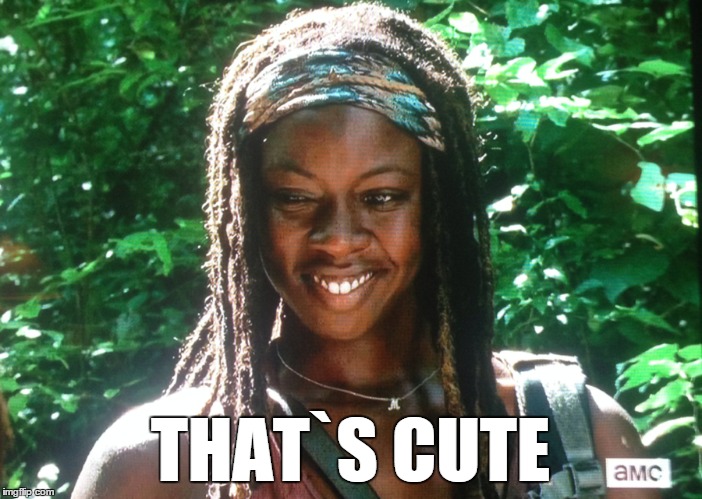 THAT`S CUTE | image tagged in michonne,the walking dead | made w/ Imgflip meme maker