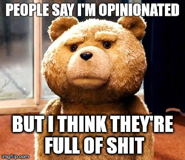 TED | PEOPLE SAY I'M OPINIONATED BUT I THINK THEY'RE FULL OF SHIT | image tagged in memes,ted | made w/ Imgflip meme maker