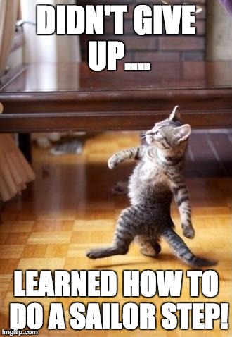 Cool Cat Stroll Meme | DIDN'T GIVE UP.... LEARNED HOW TO DO A SAILOR STEP! | image tagged in memes,cool cat stroll | made w/ Imgflip meme maker
