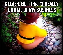 CLEVER, BUT THAT'S REALLY GNOME OF MY BUSINESS | image tagged in business gnome | made w/ Imgflip meme maker