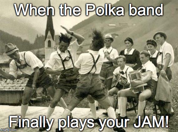 Polka like a BOSS! | When the Polka band Finally plays your JAM! | image tagged in funny memes,dancing | made w/ Imgflip meme maker