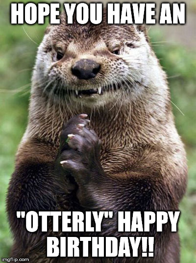 Evil Otter Meme | HOPE YOU HAVE AN "OTTERLY" HAPPY BIRTHDAY!! | image tagged in memes,evil otter | made w/ Imgflip meme maker