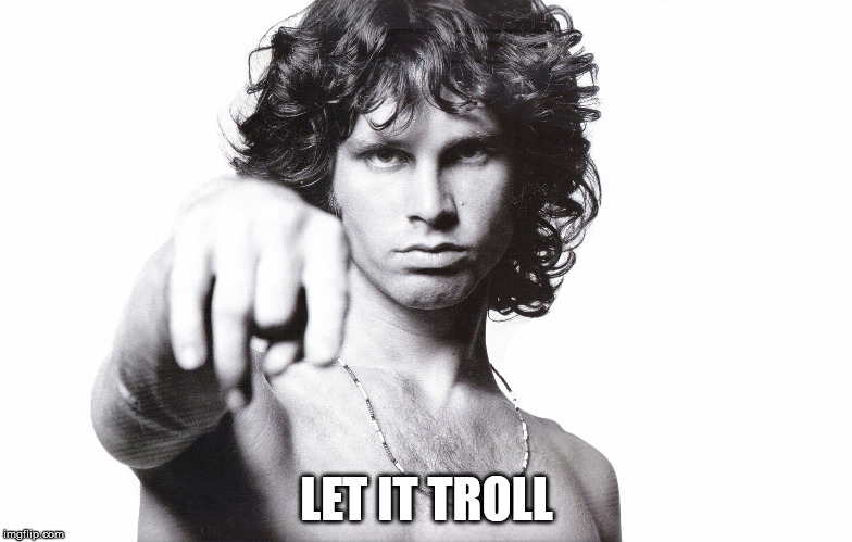 This is the end Jim Morrison | LET IT TROLL | image tagged in this is the end jim morrison | made w/ Imgflip meme maker