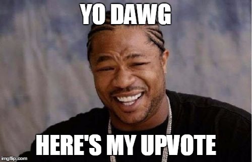 Yo Dawg Heard You Meme | YO DAWG HERE'S MY UPVOTE | image tagged in memes,yo dawg heard you | made w/ Imgflip meme maker