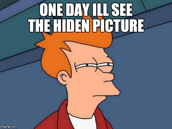Futurama Fry | ONE DAY ILL SEE THE HIDEN PICTURE | image tagged in memes,futurama fry | made w/ Imgflip meme maker