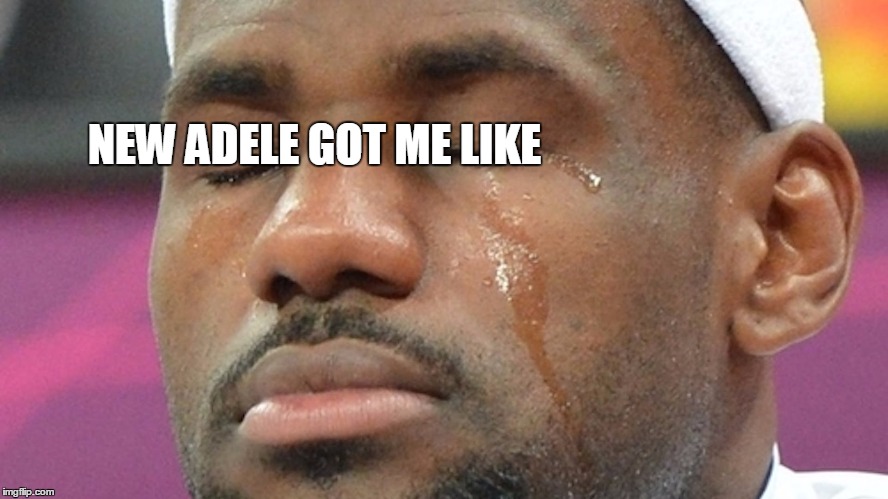 NEW ADELE GOT ME LIKE | image tagged in adele,allen iverson,crying | made w/ Imgflip meme maker