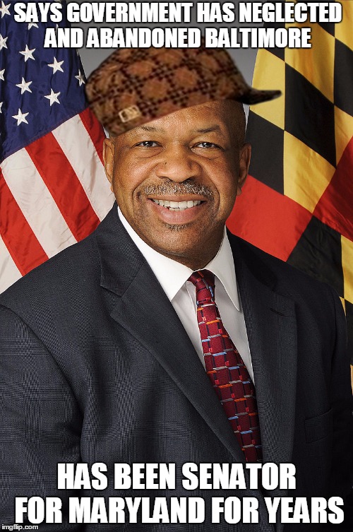 elijah cummings | SAYS GOVERNMENT HAS NEGLECTED AND ABANDONED BALTIMORE HAS BEEN SENATOR FOR MARYLAND FOR YEARS | image tagged in elijah cummings,scumbag | made w/ Imgflip meme maker