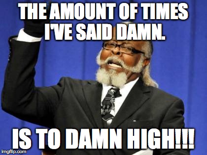 Too Damn High | THE AMOUNT OF TIMES I'VE SAID DAMN. IS TO DAMN HIGH!!! | image tagged in memes,too damn high | made w/ Imgflip meme maker