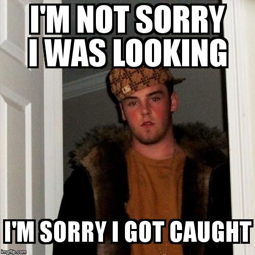 Scumbag Steve Meme | I'M NOT SORRY I WAS LOOKING  I'M SORRY I GOT CAUGHT | image tagged in memes,scumbag steve | made w/ Imgflip meme maker