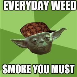 Advice Yoda Meme | EVERYDAY WEED SMOKE YOU MUST | image tagged in memes,advice yoda,scumbag | made w/ Imgflip meme maker