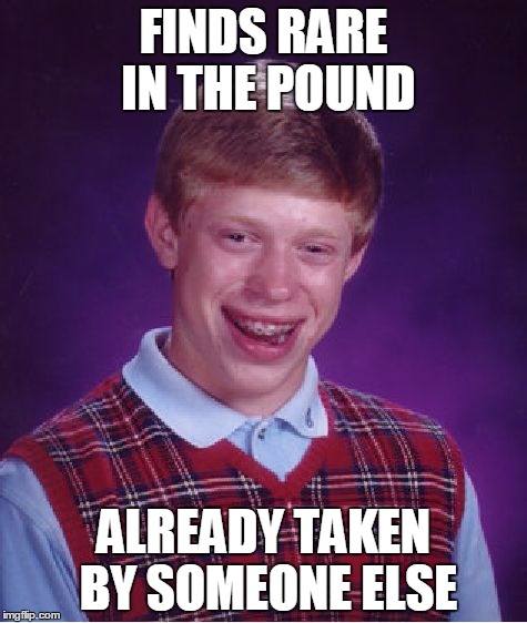 Bad Luck Brian Meme | FINDS RARE IN THE POUND ALREADY TAKEN BY SOMEONE ELSE | image tagged in memes,bad luck brian | made w/ Imgflip meme maker