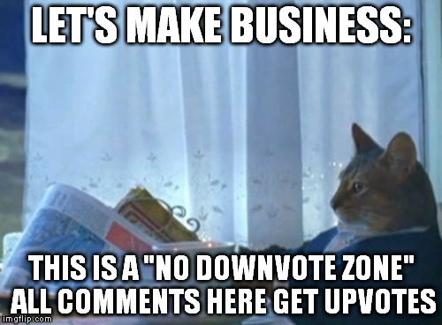 I Should Buy A Boat Cat Meme | LET'S MAKE BUSINESS: THIS IS A "NO DOWNVOTE ZONE" ALL COMMENTS HERE GET UPVOTES | image tagged in memes,i should buy a boat cat | made w/ Imgflip meme maker