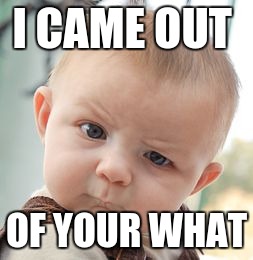 Skeptical Baby | I CAME OUT OF YOUR WHAT | image tagged in memes,skeptical baby | made w/ Imgflip meme maker