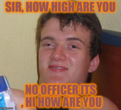 10 Guy Meme | SIR, HOW HIGH ARE YOU NO OFFICER ITS , HI HOW ARE YOU | image tagged in memes,10 guy | made w/ Imgflip meme maker