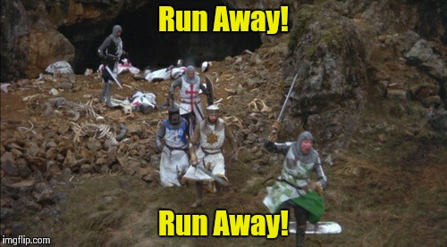 Run Away! Run Away! | image tagged in cave rabbit | made w/ Imgflip meme maker