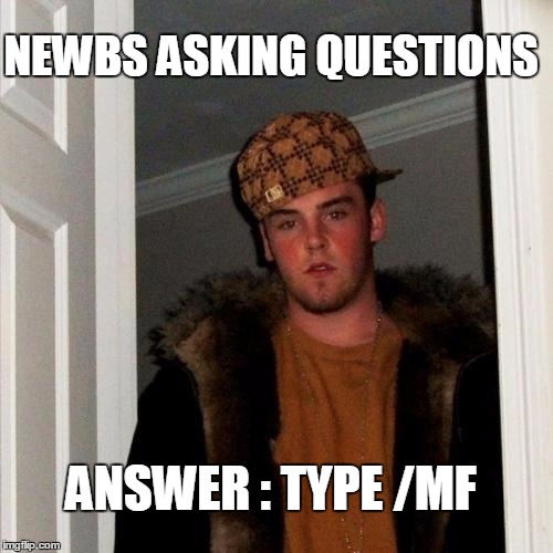 Scumbag Steve Meme | NEWBS ASKING QUESTIONS ANSWER : TYPE /MF | image tagged in memes,scumbag steve | made w/ Imgflip meme maker