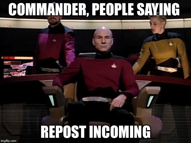 repost Star Trek  | COMMANDER, PEOPLE SAYING REPOST INCOMING | image tagged in repost | made w/ Imgflip meme maker