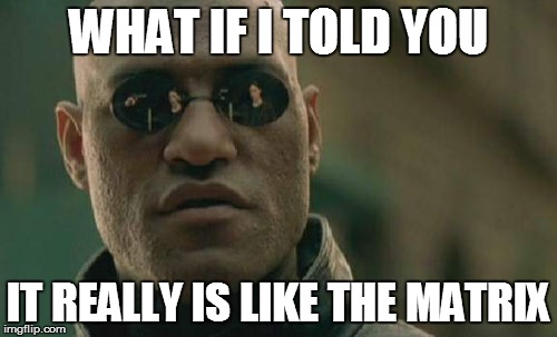 Matrix Morpheus Meme | WHAT IF I TOLD YOU IT REALLY IS LIKE THE MATRIX | image tagged in memes,matrix morpheus | made w/ Imgflip meme maker