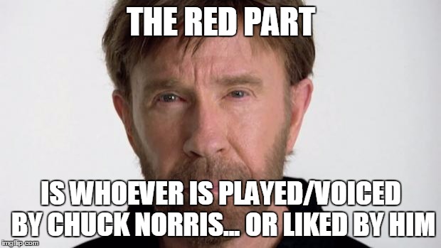 Chuck Norris | THE RED PART IS WHOEVER IS PLAYED/VOICED BY CHUCK NORRIS... OR LIKED BY HIM | image tagged in chuck norris | made w/ Imgflip meme maker