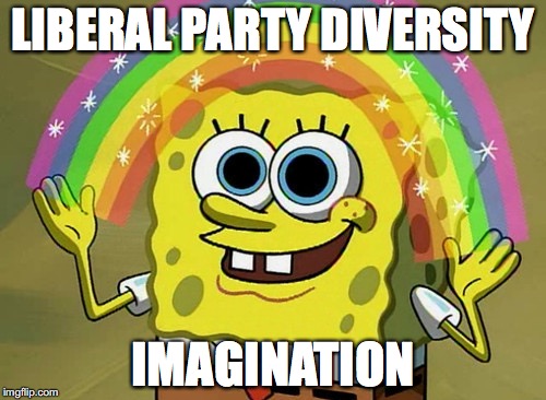Imagination Spongebob Meme | LIBERAL PARTY DIVERSITY IMAGINATION | image tagged in memes,imagination spongebob | made w/ Imgflip meme maker