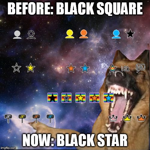 We used to use black square or black rectangle for fun.  Hmmm, now I see a black star.  Will it catch on? | BEFORE: BLACK SQUARE NOW: BLACK STAR | image tagged in icons lol,memes | made w/ Imgflip meme maker