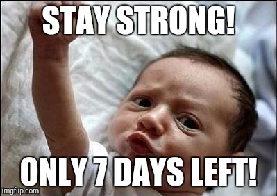 Stay Strong Baby | STAY STRONG! ONLY 7 DAYS LEFT! | image tagged in stay strong baby | made w/ Imgflip meme maker
