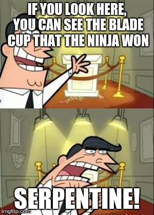 This Is Where I'd Put My Trophy If I Had One | IF YOU LOOK HERE, YOU CAN SEE THE BLADE CUP THAT THE NINJA WON SERPENTINE! | image tagged in if i had one | made w/ Imgflip meme maker