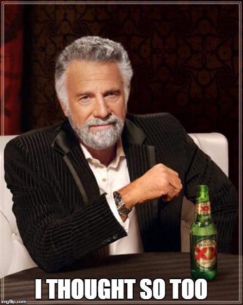 The Most Interesting Man In The World Meme | I THOUGHT SO TOO | image tagged in memes,the most interesting man in the world | made w/ Imgflip meme maker