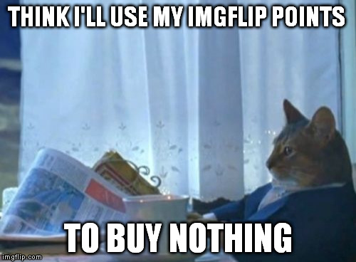 I Should Buy A Boat Cat | THINK I'LL USE MY IMGFLIP POINTS TO BUY NOTHING | image tagged in memes,i should buy a boat cat | made w/ Imgflip meme maker