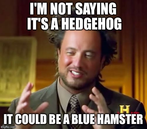 Ancient Aliens Meme | I'M NOT SAYING IT'S A HEDGEHOG IT COULD BE A BLUE HAMSTER | image tagged in memes,ancient aliens | made w/ Imgflip meme maker