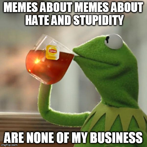 But That's None Of My Business Meme | MEMES ABOUT MEMES ABOUT HATE AND STUPIDITY ARE NONE OF MY BUSINESS | image tagged in memes,but thats none of my business,kermit the frog | made w/ Imgflip meme maker