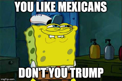 is it just me or does this not make scene? | YOU LIKE MEXICANS DON'T YOU TRUMP | image tagged in memes,dont you squidward | made w/ Imgflip meme maker