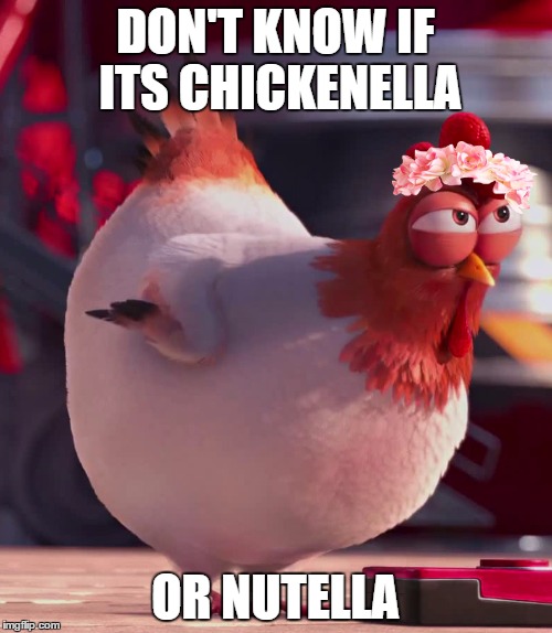 evil chicken | DON'T KNOW IF ITS CHICKENELLA OR NUTELLA | image tagged in evil chicken | made w/ Imgflip meme maker