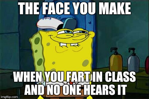 Don't You Squidward | THE FACE YOU MAKE WHEN YOU FART IN CLASS AND NO ONE HEARS IT | image tagged in memes,dont you squidward | made w/ Imgflip meme maker