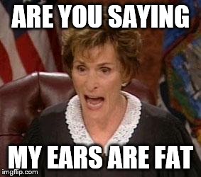 Judge Judy 1 | ARE YOU SAYING MY EARS ARE FAT | image tagged in judge judy 1 | made w/ Imgflip meme maker