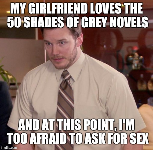 Afraid To Ask Andy | MY GIRLFRIEND LOVES THE 50 SHADES OF GREY NOVELS AND AT THIS POINT, I'M TOO AFRAID TO ASK FOR SEX | image tagged in memes,afraid to ask andy | made w/ Imgflip meme maker