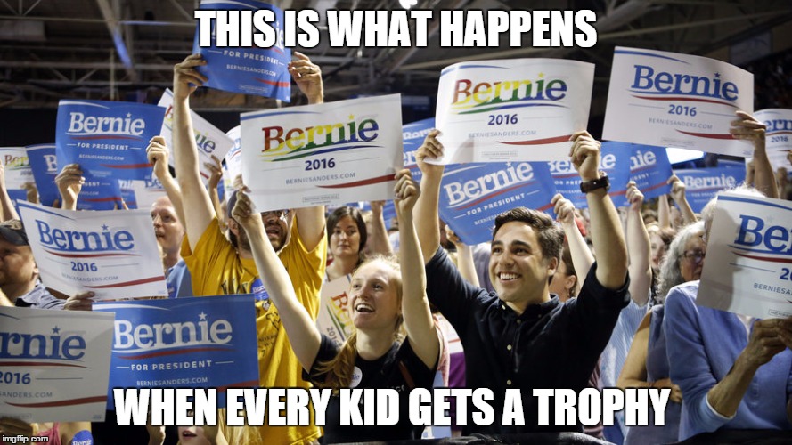 I'm entitled to equal reward for less work  at the expense of those who do work, because.... Well, I just am.  | THIS IS WHAT HAPPENS WHEN EVERY KID GETS A TROPHY | image tagged in political meme | made w/ Imgflip meme maker