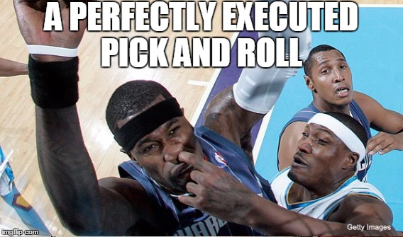 The Pick and Roll is supposed to be an offensive play | A PERFECTLY EXECUTED PICK AND ROLL | image tagged in basketball,pick and roll,booger,pick nose in public | made w/ Imgflip meme maker