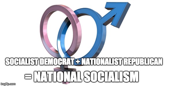 SOCIALISTDEMOCRAT + NATIONALIST REPUBLICAN = NATIONAL SOCIALISM | image tagged in national socialism,republican,democrat | made w/ Imgflip meme maker