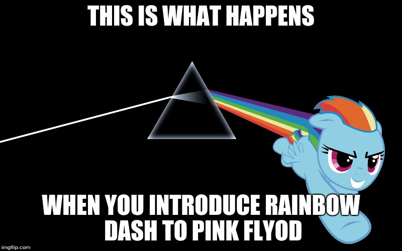 THIS IS WHAT HAPPENS WHEN YOU INTRODUCE RAINBOW DASH TO PINK FLYOD | image tagged in rainbow dash | made w/ Imgflip meme maker