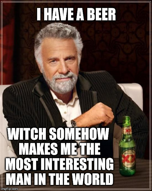 Beer | I HAVE A BEER WITCH SOMEHOW MAKES ME THE MOST INTERESTING MAN IN THE WORLD | image tagged in memes,the most interesting man in the world | made w/ Imgflip meme maker