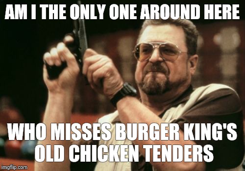 Am I The Only One Around Here | AM I THE ONLY ONE AROUND HERE WHO MISSES BURGER KING'S OLD CHICKEN TENDERS | image tagged in memes,am i the only one around here | made w/ Imgflip meme maker